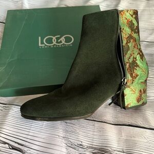 Women's Green and Multicolor Ankle Boots